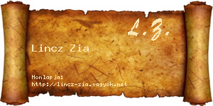 Lincz Zia névjegykártya